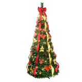 7.5FT Pop-Up Christmas Tree with 200 Warm White UL Lights Pre-Decorated with Red & Gold Ornaments, 92970321