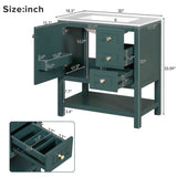 30inch Transitional Style Bathroom Vanity Cabinet Combo with Ceramic Sink WF320826AAF
