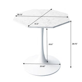 31.50"Modern Octagonal Coffee Table with Printed White Marble Table Top,Metal Base, for Dining Room, W757126158