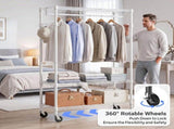 Heavy Duty Rolling Garment Rack, 3 Tiers Adjustable Wire Shelving Clothes Rack with Rods and Side 35763212