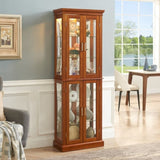 Curio Cabinet Lighted Curio Diapaly Cabinet with Adjustable Shelves and Mirrored Back Panel, W1693P154578
