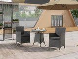 ZNTS 3 Piece Outdoor Dining Set All-Weather Wicker Patio Dining Table and Chairs with Cushions, Round 08591555