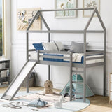 ZNTS Twin Loft Bed with Slide, House Bed with Slide,Gray WF299309AAE