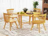 Space-Saving Round Corner Dining Table, Seats 2-4 Natural Wood Tone Foldable Kitchen Table 44050996