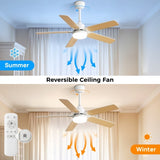 Energy Saving 42 Inch Ceiling Fan 5 Blades Noiseless Reversible Dc Motor Remote Control With Led W934P200086