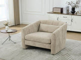 31.3"W Tufted Pumpkin-Shape Accent Chair,Comfy Upholstered Reading Chair,Chenille Armchair for W3189P538192