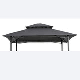 ZNTS 8x5Ft Grill Gazebo Replacement Canopy,Double Tiered BBQ Tent Roof Top Cover,Grey [Sale to Temu is 16993600