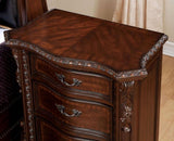 ZNTS Formal Traditional 1pc Nightstand Only Brown Cherry Solid wood 3-Drawers Intricate Accents Glides B011139600