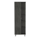Urano Mirror Linen Cabinet, Four Interior Shelves, Five External Shelves -Smokey Oak B20091990