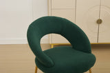 061-Set of 1 Teddy Fabric Chairs With Curved Backrest and Golden Metal Legs for Kitchen or W527P255488