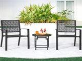 Outdoor Folding End Table with Tempered Glass Top, Black 92021317