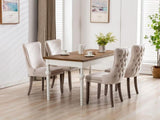 Furniture,Upholstered Wing-Back Dining Chair with Backstitching Nailhead Trim and Solid Wood 84887782