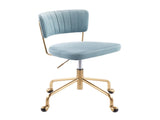 Contemporary Task Chair in Gold Metal and Light Blue Velvet B202P223925