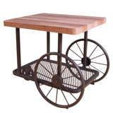 Oak and Antique Grey End Table with Shelf B062P209082
