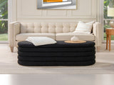 Fuji 49" Upholstered Oval Storage Bench, Ebony Black Boucle B2719P238463