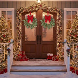 2PCS Set Christmas Wreath Eucalyptus Candle Rings 14.2in Green Artificial plants Home Door Decor 64144945