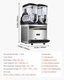 VEVOR Machine, 15Lx2 Tank Commercial Slushy Machine, Slushie Machine 1000W, Commercial T3342P309857