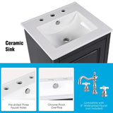 20.3" Bathroom Vanity with Sink, Functional Drawer, Door Shelf, Soft-closing Door, Black N759P218643B