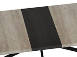 55.11'' -70.86"Retro Rectangular Stretch Dining Table, Grey Carole Top With Black Embossed Center W757P147832