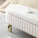 ZNTS Storage Bench Bedroom Bench, Velvet Oval Upholstered End of Bed Bench with Golden Metal W1117P176445