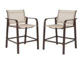 2pcs Wrought Iron Brown Frame Beige Cloth Surface Garden Bar Chair 90913545
