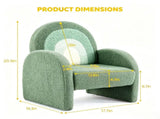 1pc Wood Frame Armchair Kids Sofa, Green Gradient Teddy Velvet 03099891
