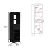 Classic Bar Cabinet, Two Drawers, Twelve Built-in Wine Rack-Black B20091835
