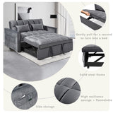 Modern Velvet Loveseat Futon Sofa Couch Pullout Bed, Small Love Seat Lounge Sofa w/Reclining T3411P309627