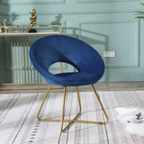 Slatina Blue Silky Velvet Upholstered Accent Chair with Gold Tone Finished Base T2574P164519