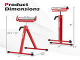 2-Pack Heavy Duty Metal Folding Roller Stand with Edge Guides Portable Woodworking Support - Red 35567362