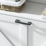 Farmhouse Shoe Storage Cabinet with Barn Door Design, Shoe Organizer with 2 Flip Drawers, GL-W2557P181707