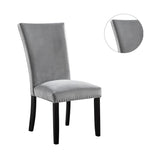 ZNTS Attractive Set of 2pc Side Chairs Dining Room Furniture Gray Flannelette Seat Nailhead Trim Kitchen B011P246253