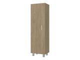 Vernon Slim Storage Cabinet with 4-Tier Shelf and Broom Hangers, Natural Oak B097P474304