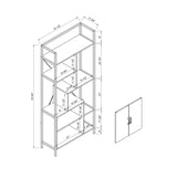 Six Shelf Modern Bookcase with Two Door Storage Cabinet with Two Shelves - Dark Brown and Black B107131413