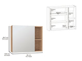 Medicine Single Door Cabinet 19" H With Mirror, Five Interior Shelves, Light Oak B097132885