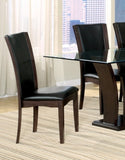 Modern Contemporary Dining Side Chairs Set of 2 Dark Brown Faux Leather Upholstered Espresso Finish B011P255724