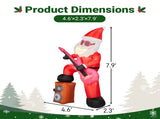 Guitar Santa Inflatable 8ft with Music & Light-Up Mouth, 190D Polyester Christmas Yard Decor, US 72694836