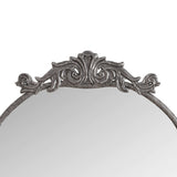 58"x24" Arched Full Body Mirror with Vintage Ornate Carved Applique on Top and Bottom, Hanging Wall W757P286274