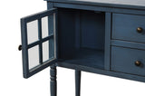 TREXM Sideboard Console Table with Bottom Shelf, Farmhouse Wood/Glass Buffet Storage Cabinet Living WF193444AAM