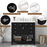 36'' Bathroom Vanity with Top Sink, Modern Bathroom Storage Cabinet with 2 Soft Closing Doors and 6 N710P251586B