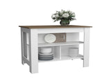 Island 35.4" H, with 3 Shelves, White / Mahogany B097P250890