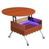 Round Lift-Top Coffee Table with Wheels, Metal Frame and Multi-Color Lighting in 27.6" GL-N735P231430N