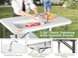 101*65.5*92cm HDPE Rectangular With Barbed Wire Foldable Outdoor Fish Killing Table White 02927889