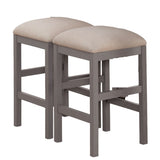 ZNTS Light Gray Set of 2pc Stools Kitchen Dining Room Furniture Beige Fabric Cushion Seat Chairs Stool B011P232973