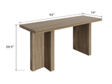 42 Inch Oak Finish Entryway Console Table - T-Leg MDF Table with 3D Paper Laminate, Narrow Table for 26476534