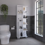 Crovie Linen 63-inch High Bathroom Cabinet Linen Storage Cabinet with Seven Open Shelves B200P173184