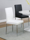 Set of 4 Leatherette Upholstered Dining Chairs, White and Chrome B016P224473