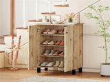 4-Tier Removable Shelf Shoe Organizer, Farmhouse Wooden Shoe Cabinet with Anti-Tip Hardware for 30500270