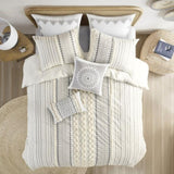 King/Cal King Cotton Printed Duvet Cover Set with Chenille B03596528
