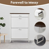 Slim Shoe Cabinet with 2 Flip Drawers &1 Drawer, Narrow Wall Hidden Shoe Cabinet, Freestanding Shoe W2948P245235